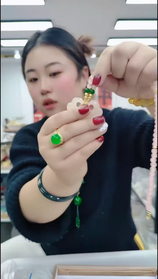 【闪购商品】玛瑙/玉髓颈饰合金25120 粉小锁带链