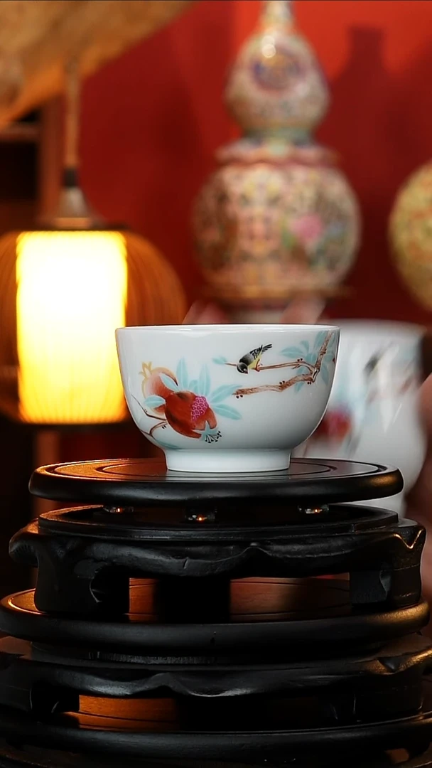 摆件皇窑石榴纹单杯