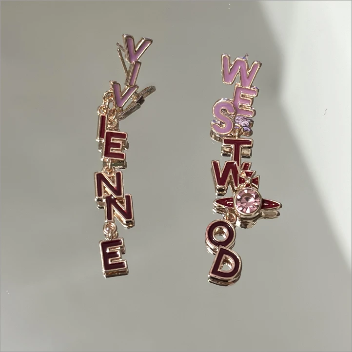 铜合金合成锆石耳饰 粉色长款耳钉耳饰