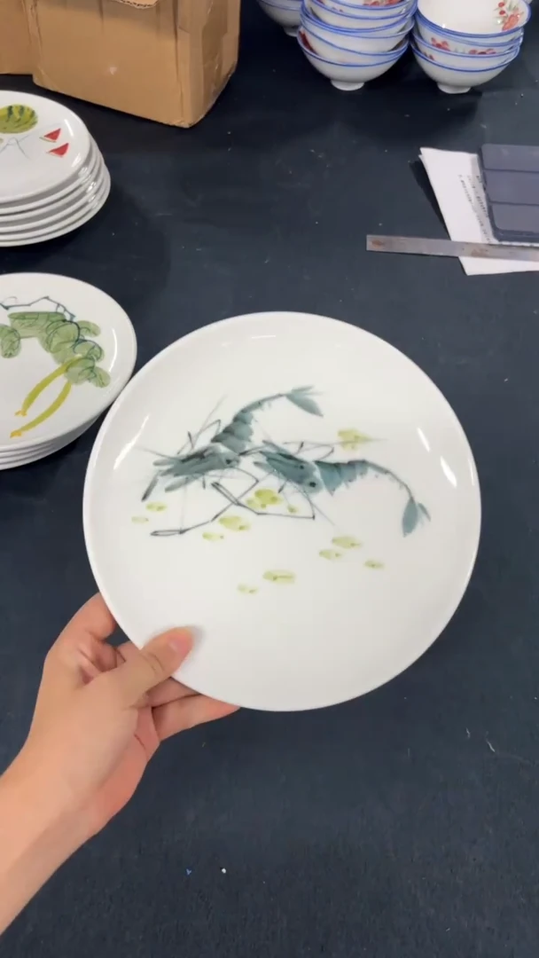 景德镇手绘釉中彩（食品级）平盘