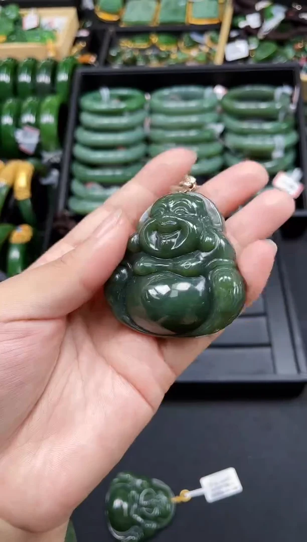 【闪购商品】和田玉吊坠18K金镶嵌多样性发一