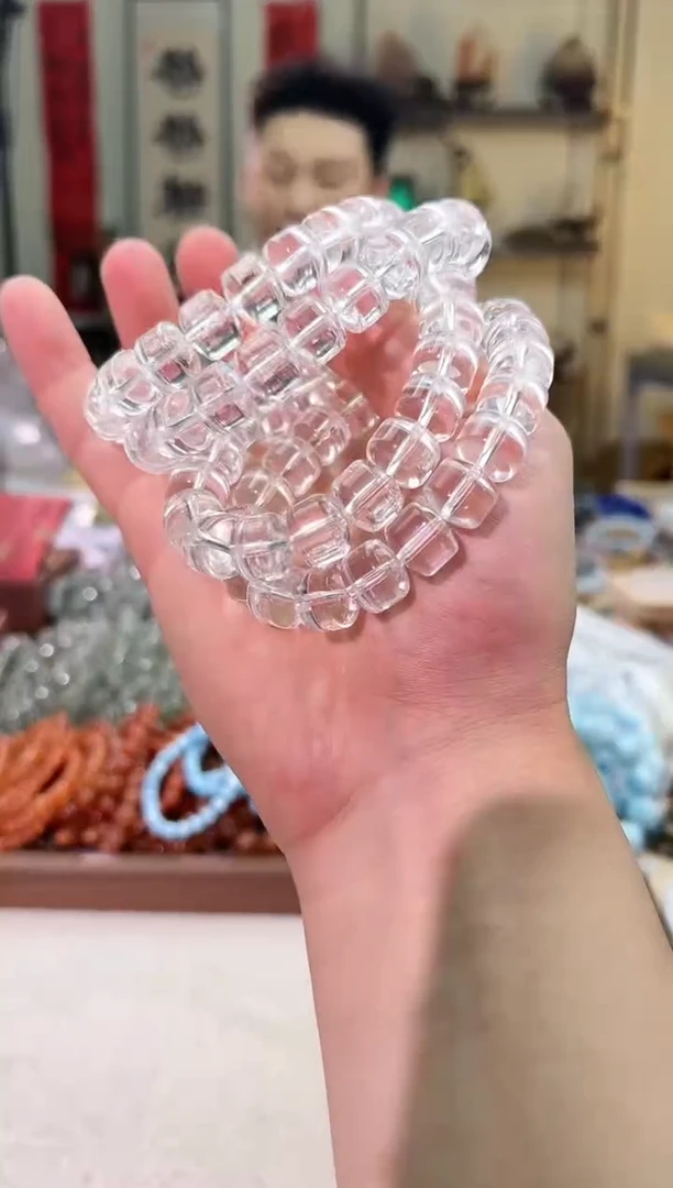 水晶手链未镶嵌12mm+白水算盘珠（多样性发一）