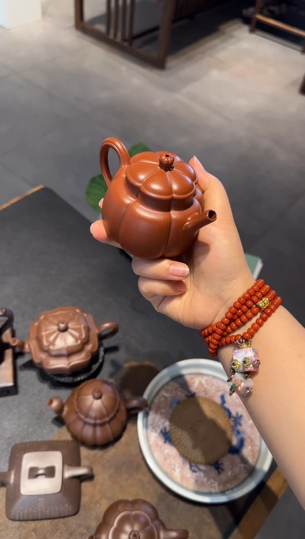 茶壶紫砂繁花 朱泥