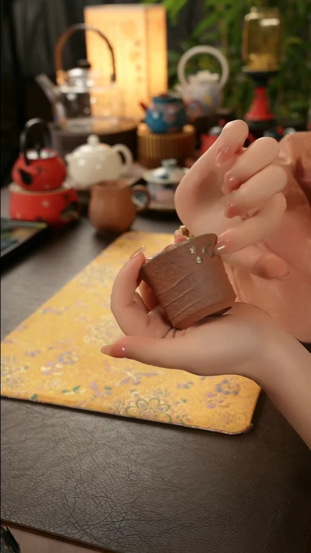 陶瓷茶具粗陶圆口杯