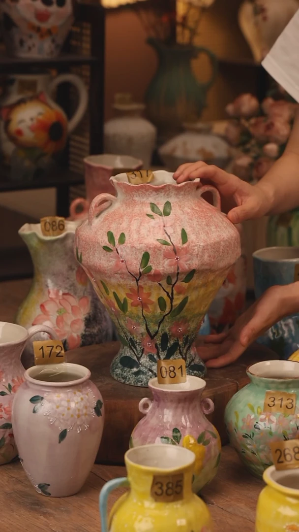 陶瓷317景德镇设计师手作花器摆件侘寂风