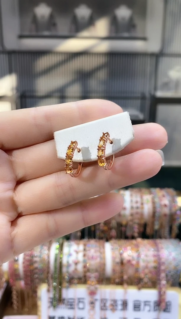 银S925镶嵌耳扣碧玺66666666666