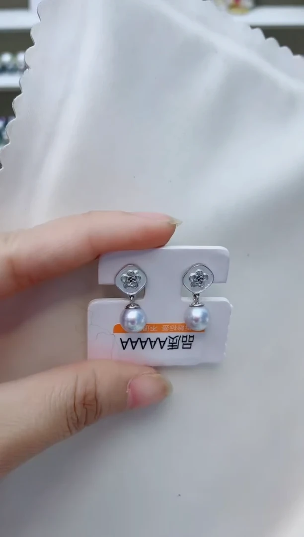 银S925镶嵌耳饰海水珍珠A91