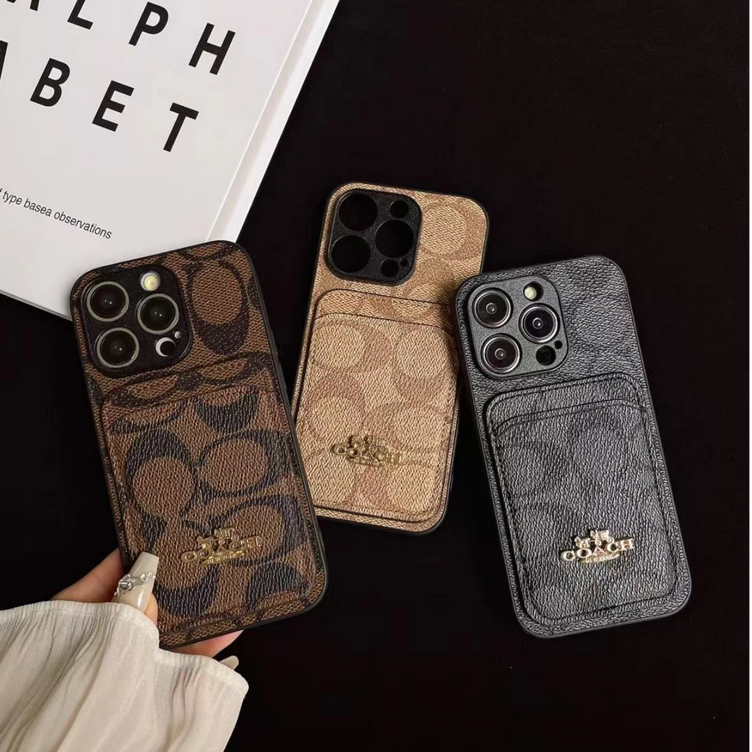 欧美潮牌皮质卡包适用iPhone16ProMax手机壳轻奢设计个性创意大牌