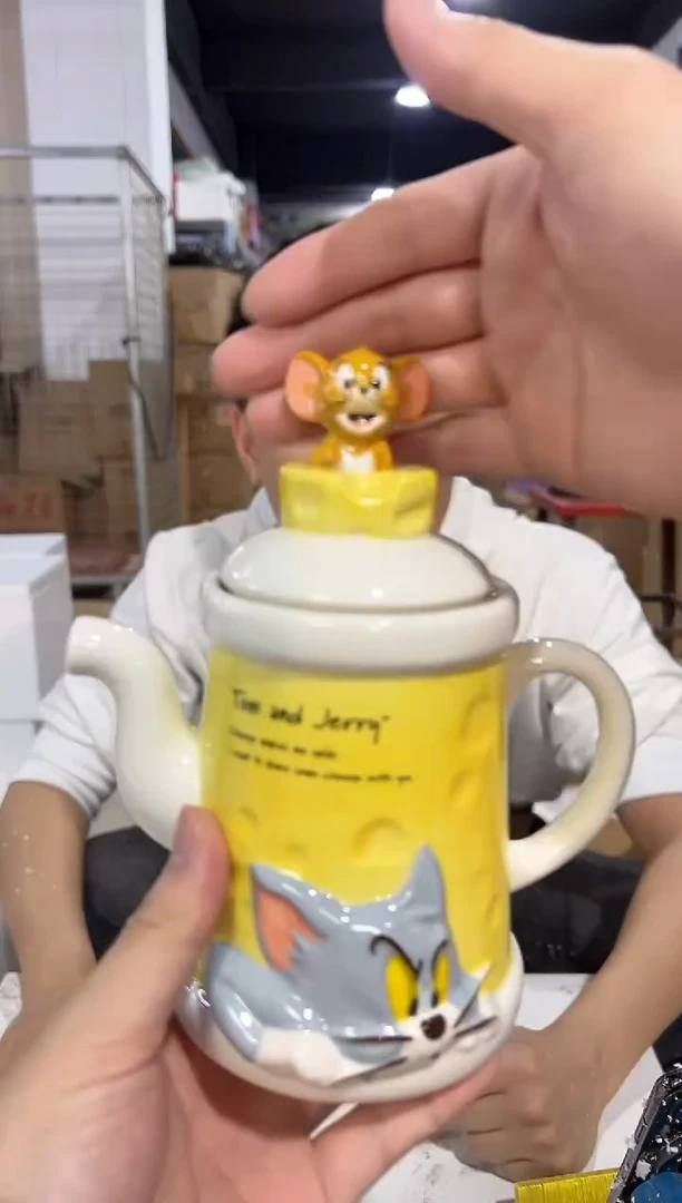 瓷片原盒猫和老鼠奶酪茶壶