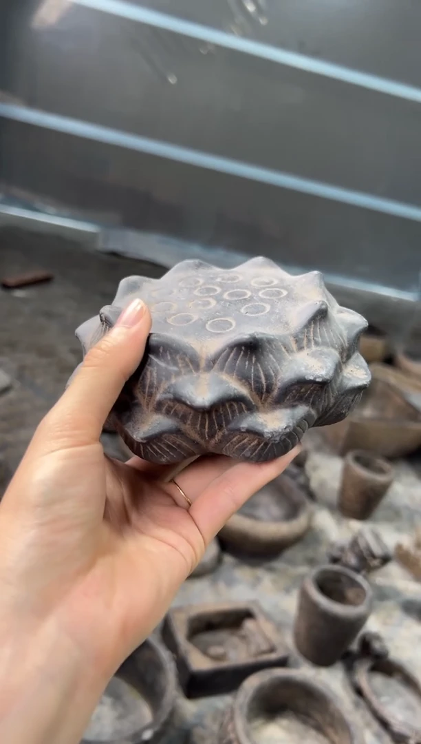 陶土【火山泥】莲蓬实心底座