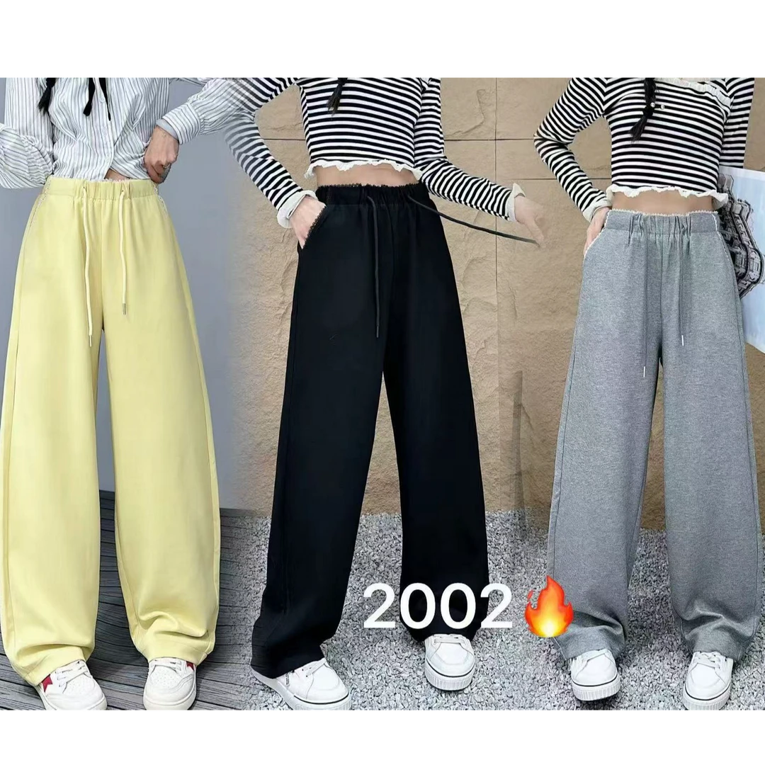 玲家精选2002款号花边腰休闲直筒裤