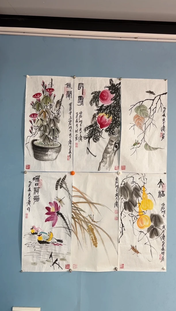 国画武天庆老师6条屏