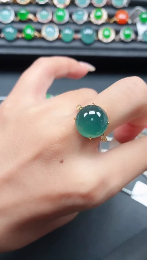 翡翠戒指银S925镶嵌111111