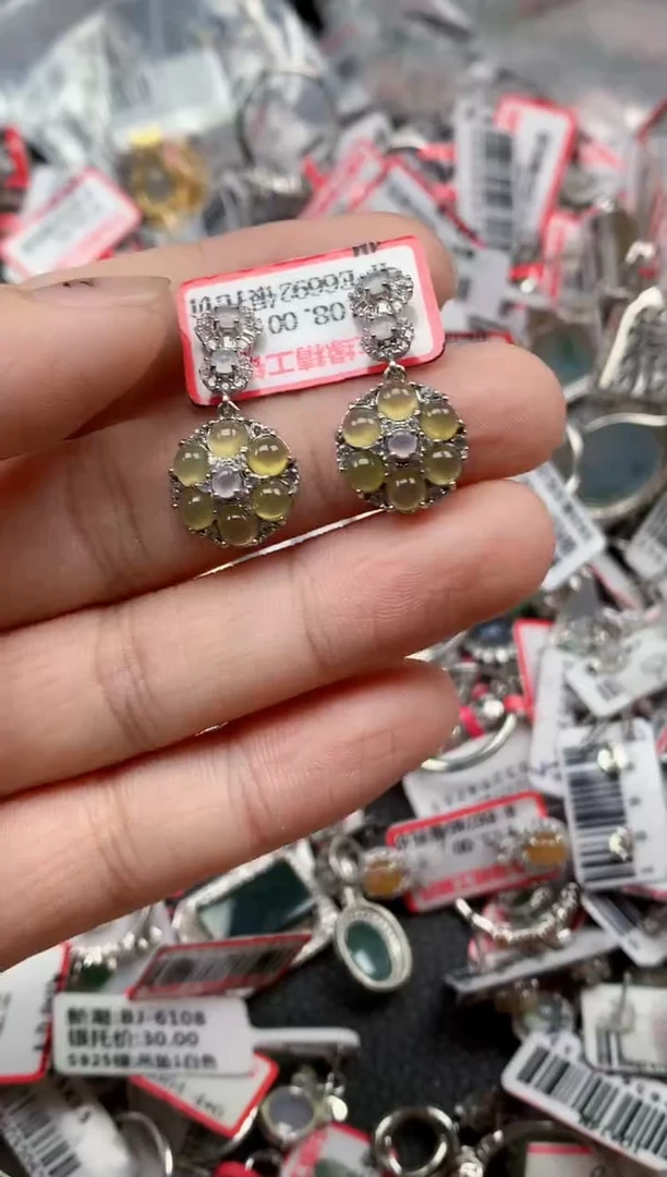 银S925镶嵌戒指翡翠天然A货缅甸翡翠