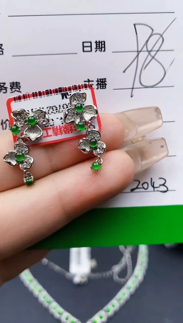 翡翠戒指银S925镶嵌2043