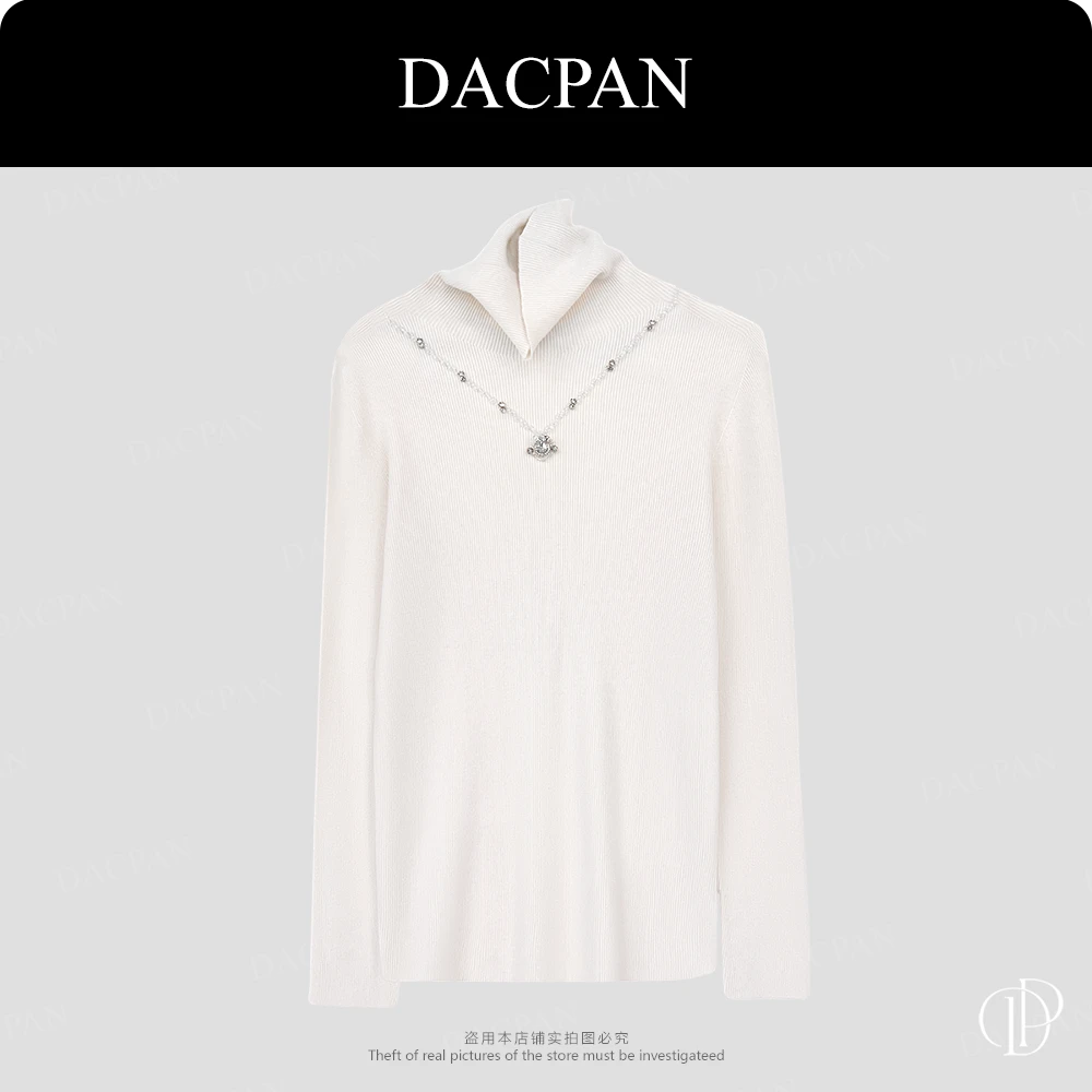 DACPAN-“十克拉项链”高领重工钻针织上衣 2025/盼·YP428