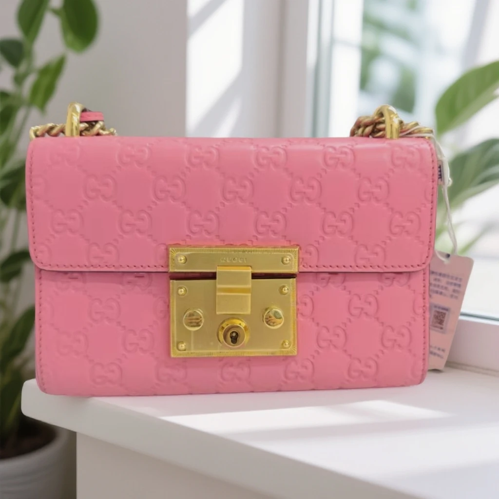 95新 GUCCI/古驰 粉色单肩包 1607 9705