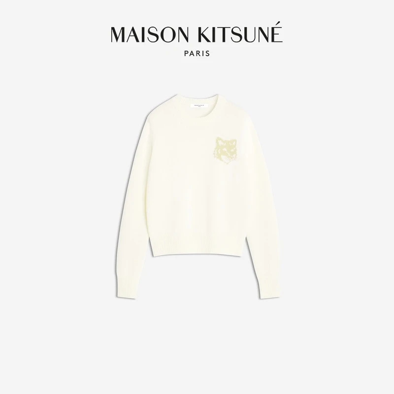 【早秋新品】Maison Kitsune女经典狐狸头学院风提花羊毛套头针织