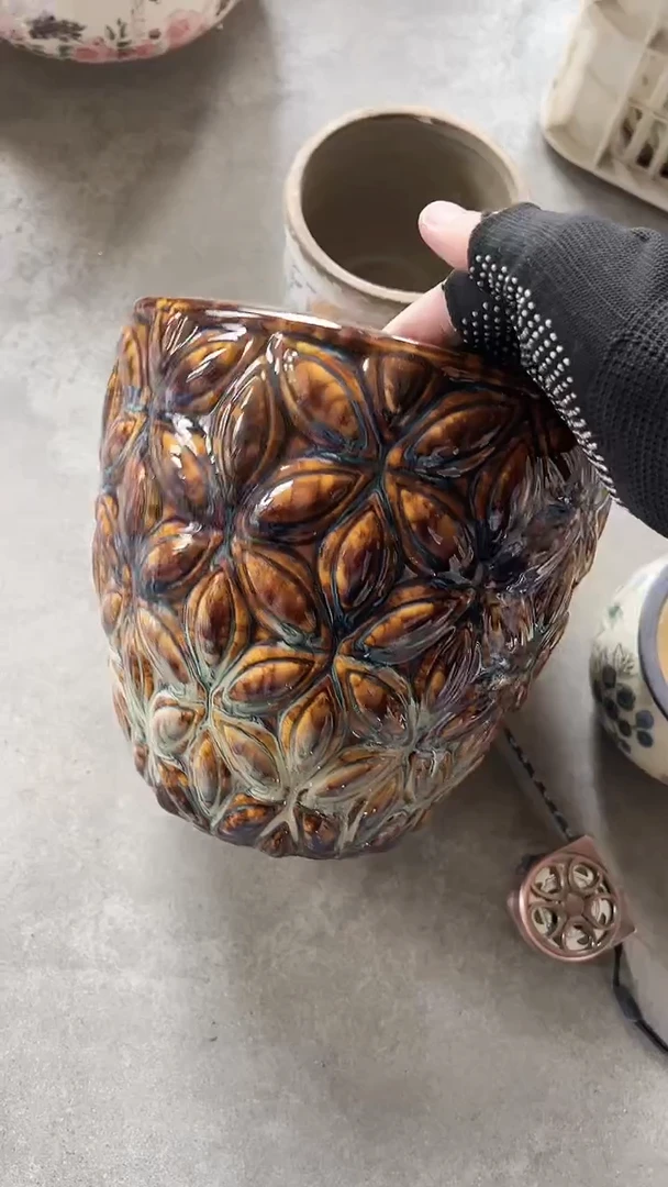 【闪购商品】陶瓷微瑕花盆高20cm内口18cm