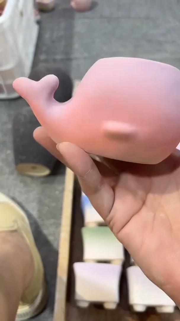 麦饭石粗陶鲸鱼造型多肉花盆