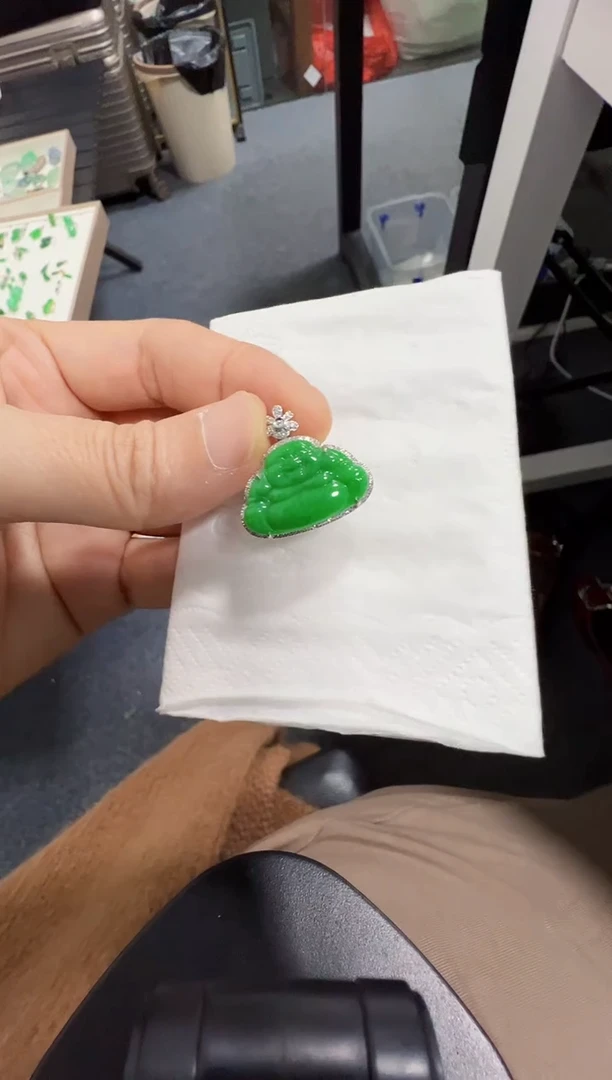 吊坠(不含链)18K金镶嵌翡翠3980