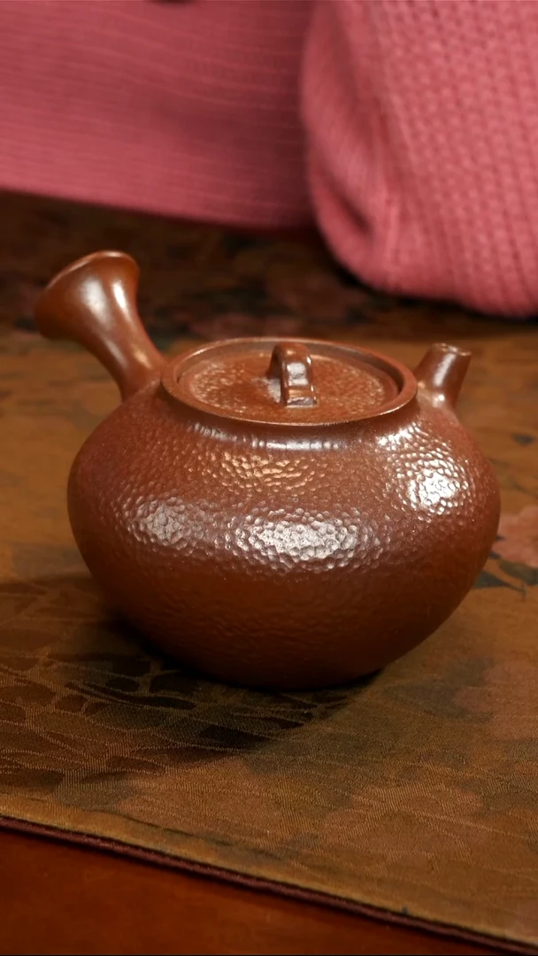 茶壶紫砂柴烧锤纹侧把壶