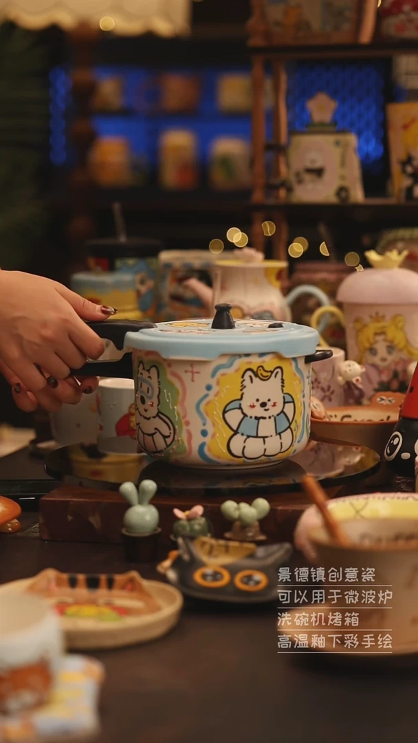 陶瓷景德镇可爱陶瓷釉下彩绘设计师款