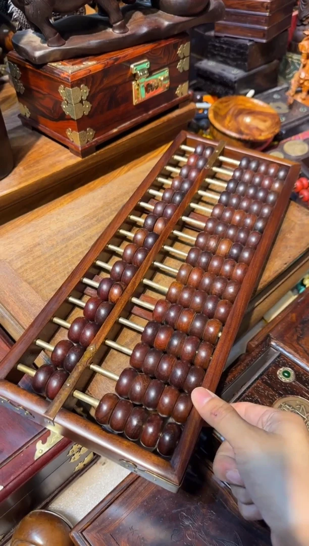 木黄花梨高记算盘 带把手