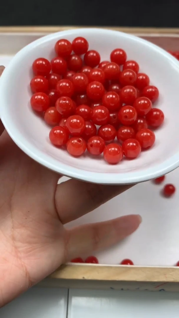 未镶嵌散珠南红玛瑙L436 柿子南红8mm25个6.8元