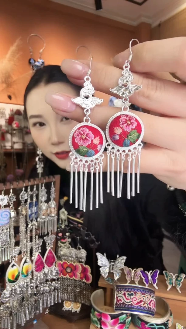 刺绣纯手工民族风耳环