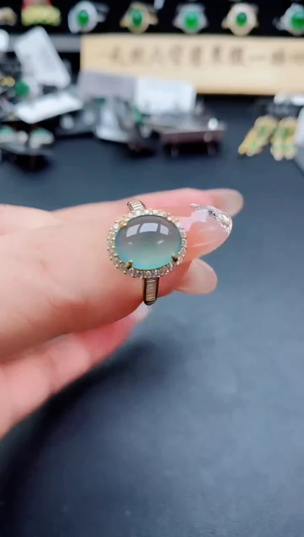 银S925镶嵌戒指翡翠1