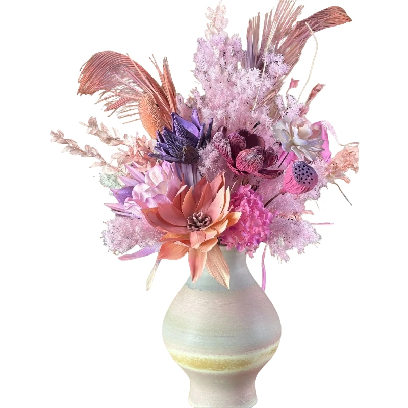 【粉雾】高级家居永生花石楠花花束多巴胺