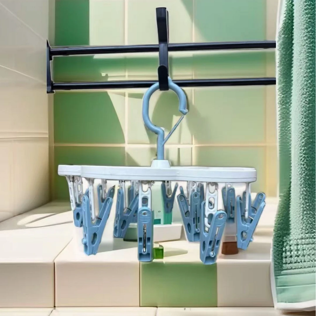 16夹/防风衣架梅花型晾衣架塑料衣架儿童袜子晾晒夹文胸