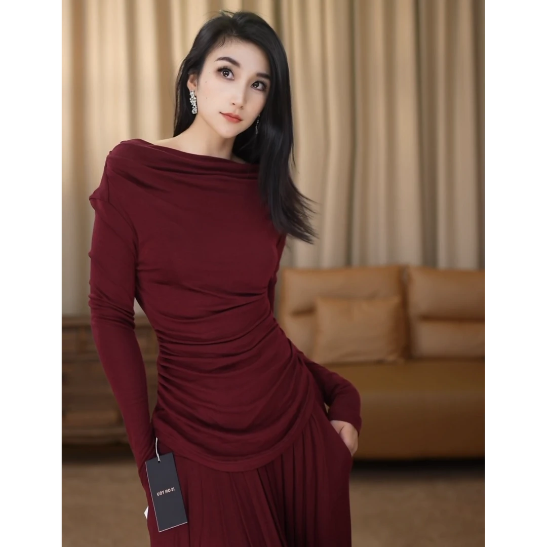 【金穗】浪漫契约春季新款法式红色套装-SW0219