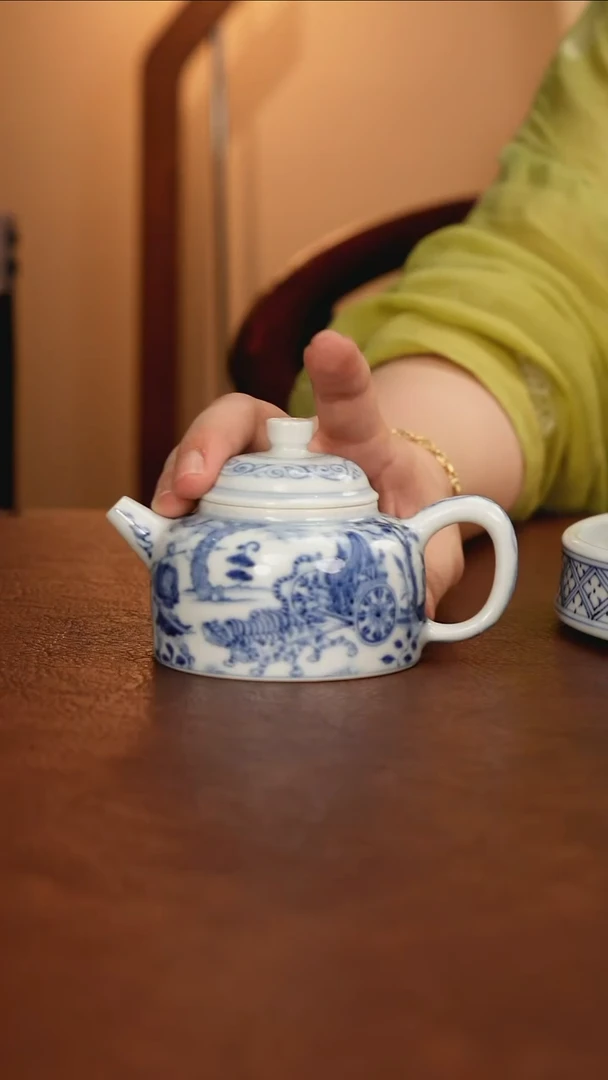 鬼谷子壶景德镇瓷器，青花瓷手绘茶具