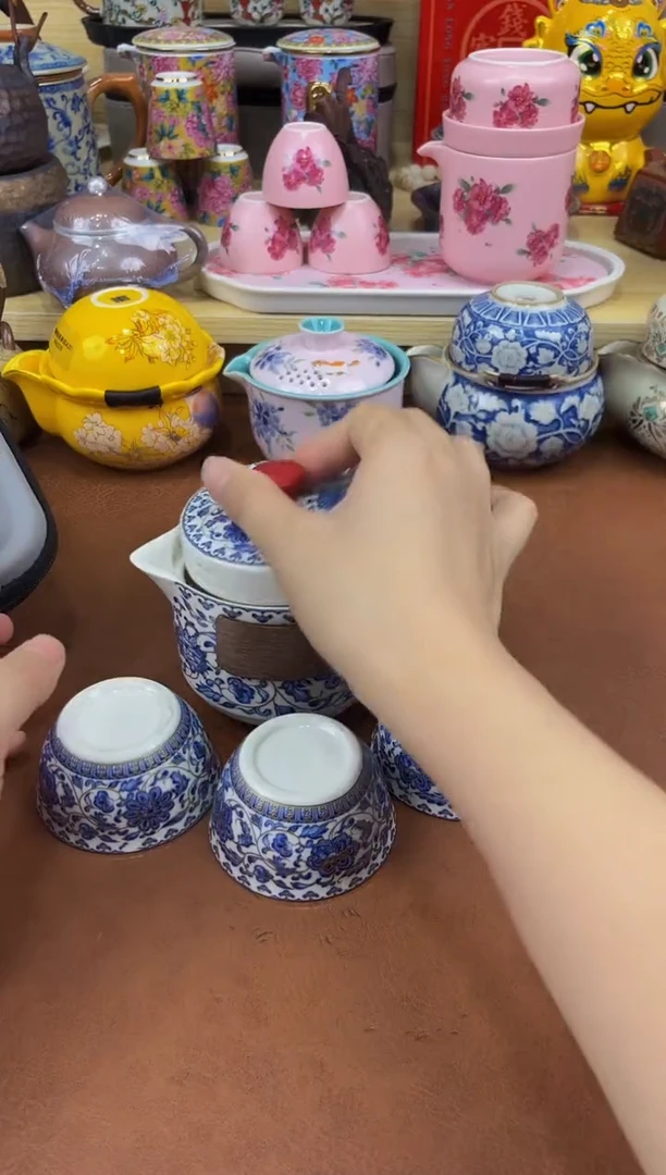 陶瓷茶具摆件旅行套组