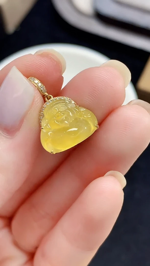 吊坠(不含链)18K金镶嵌翡翠XHM多样性发其一