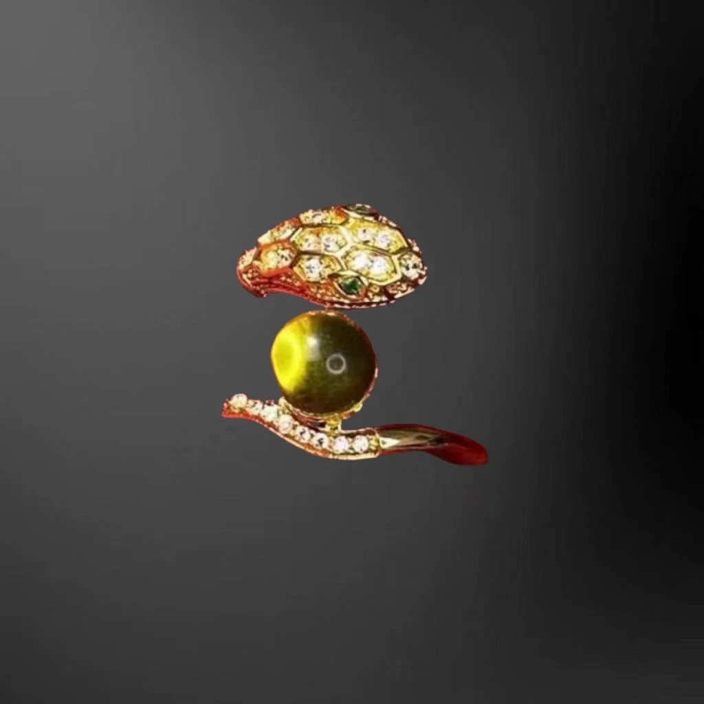 琥珀蛇头设计款戒指M309J