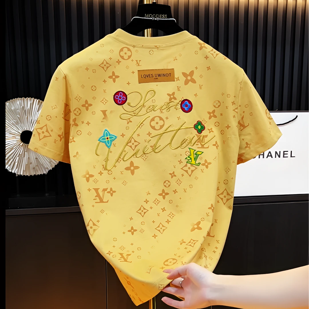 BW 圆领印花宽松型夏季拼接短袖T恤半袖修身百搭 k-283