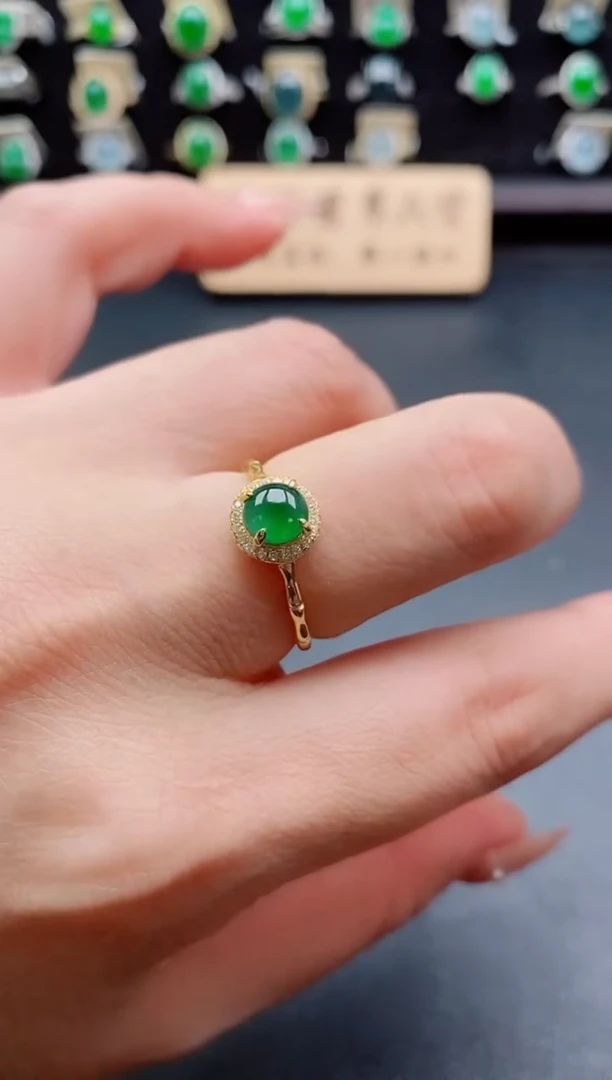 银S925镶嵌戒指翡翠1