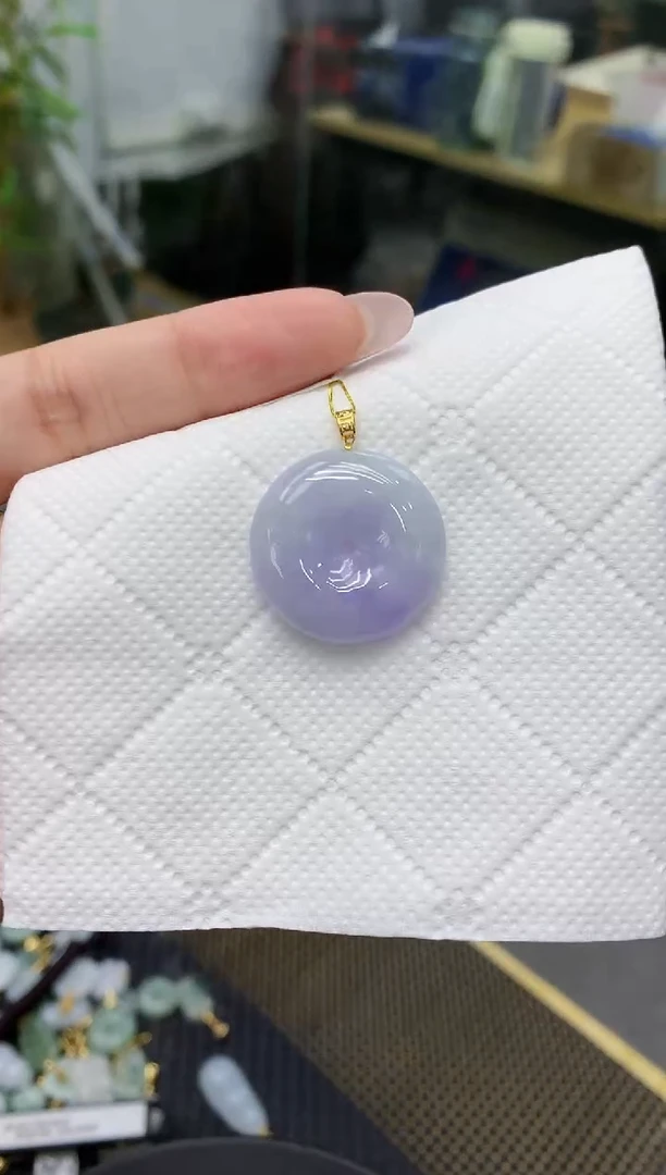 颈饰18K金镶嵌翡翠a货支持复检百元以上9元证书费自理