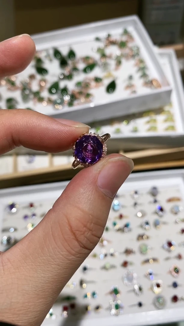 【闪购商品】紫晶戒指银S925镶嵌戒指
