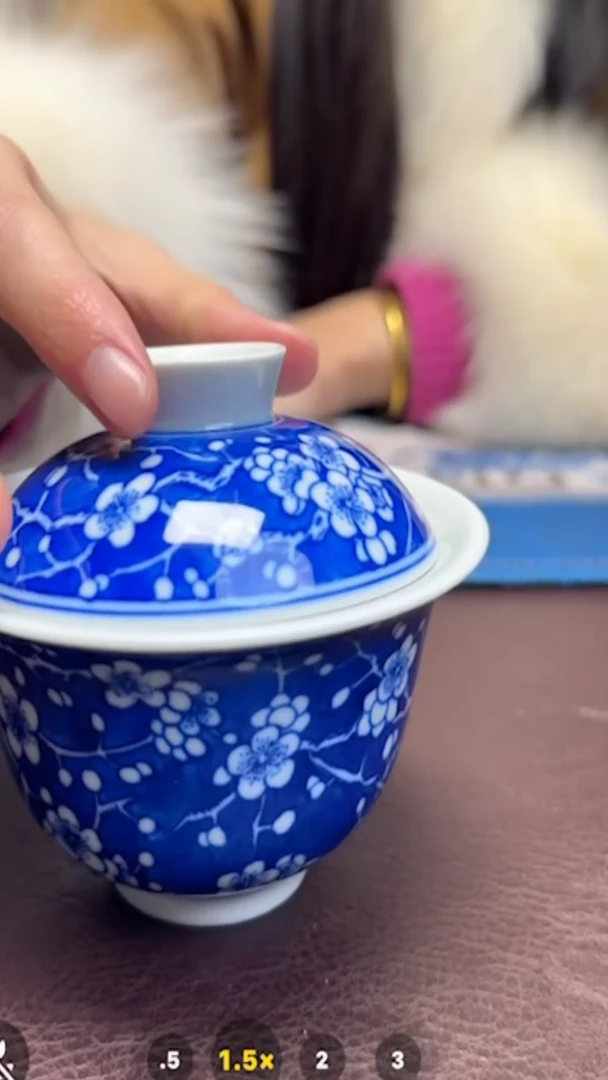 【闪购商品】杯子大元宝冰梅盖下150cc纯手工手绘