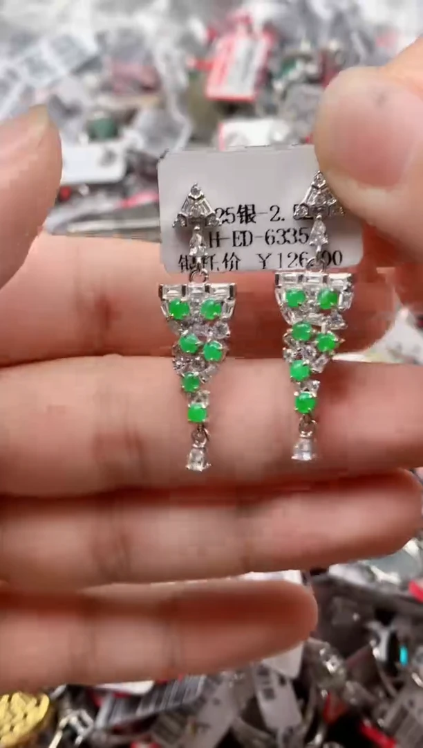 银S925镶嵌戒指翡翠天然A货缅甸翡翠