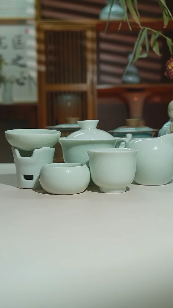 杯玉青玉兰盖碗十件套一级