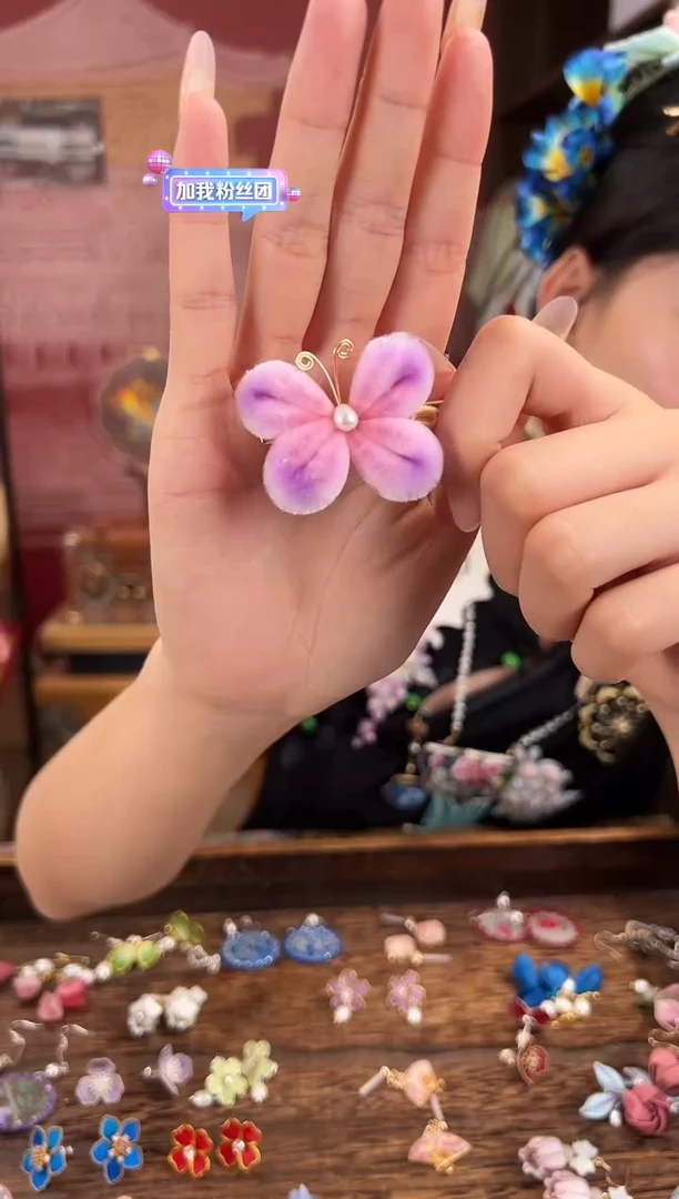 刺绣非遗绒花（发饰）