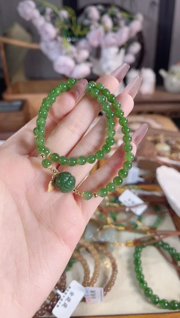 银S925镶嵌手链和田玉多样性发其一孤品默认微瑕