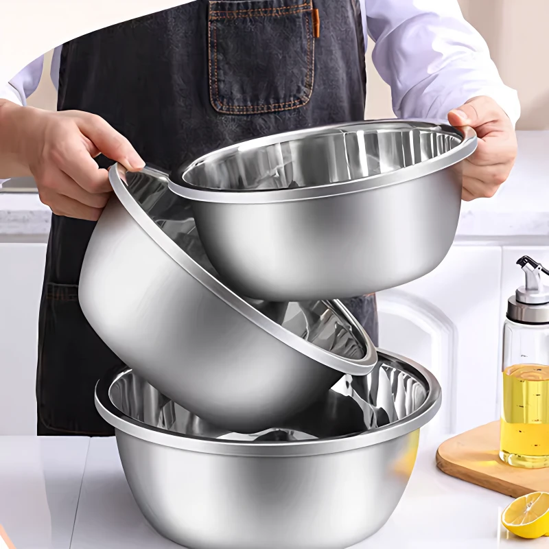 【26CM反边实盆250克】特厚不锈钢调料盆家用盆脸盆和面盆打蛋面盆