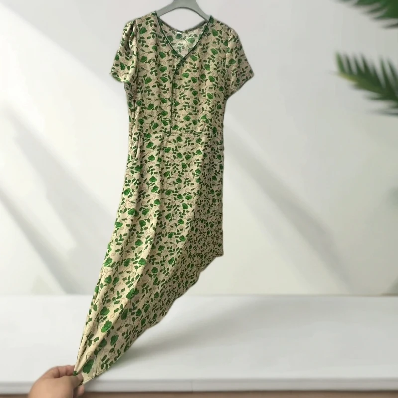 9815-夏季新款中长款收腰显瘦减龄气质妈妈装连衣裙（a8-1-2）