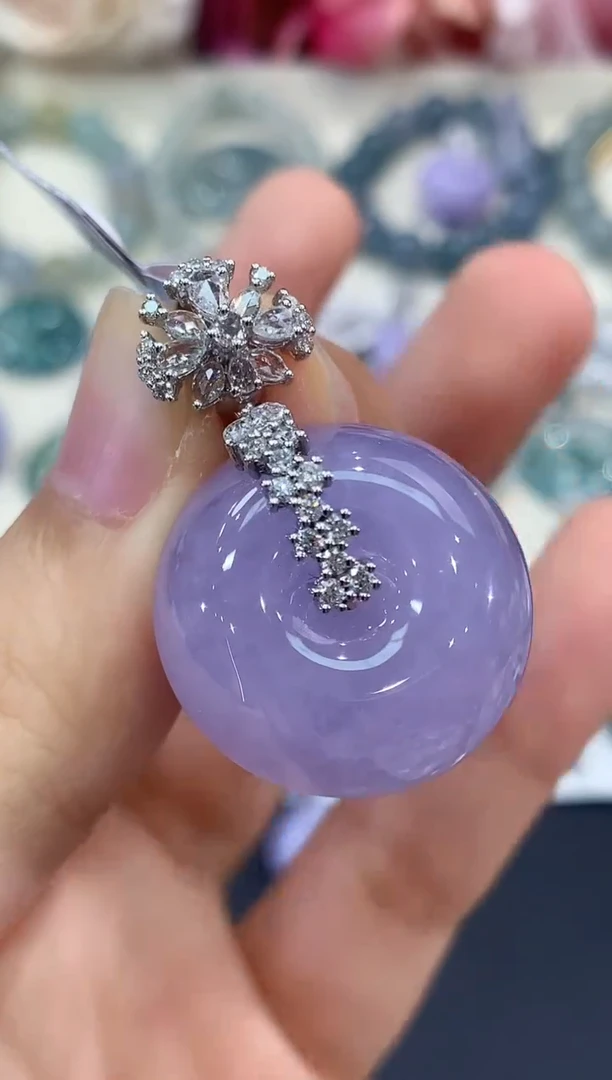 吊坠(不含链)未镶嵌翡翠B201 紫货有色差